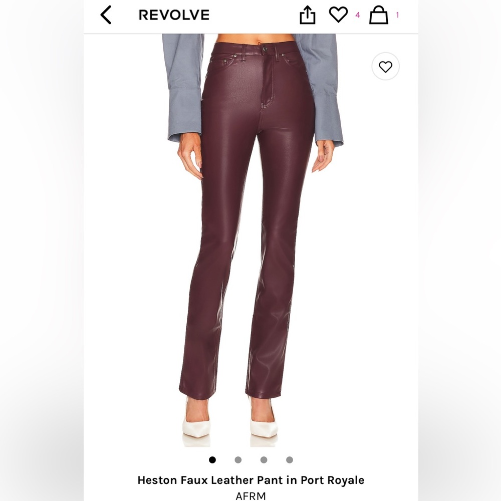 Revolve Heston Faux Leather in Port Royale size 27 Leather High Rise Pant